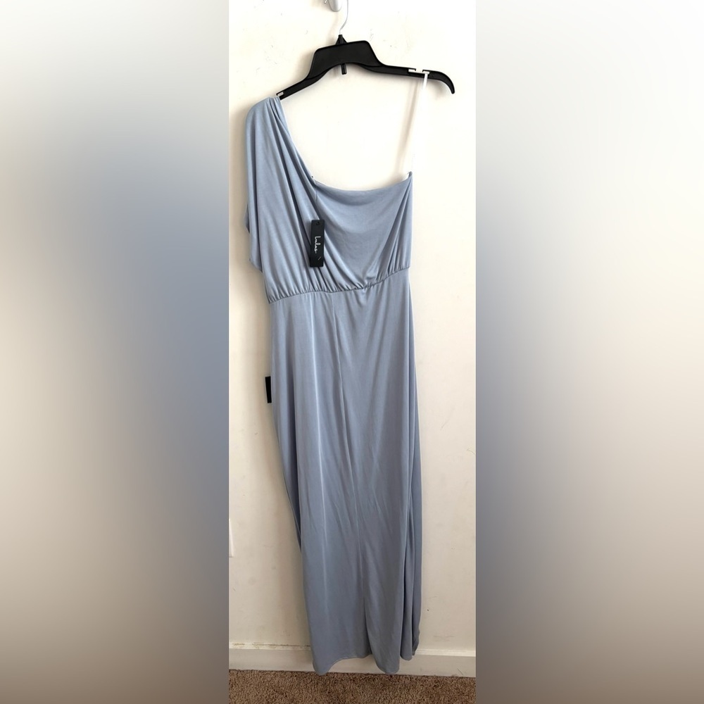 Lulu's Light Blue One-Shoulder Ruched Maxi Dress - Picture 5 of 10